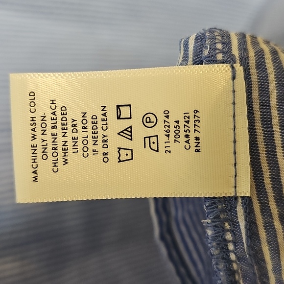 Ann Taylor Light‎ Blue Striped Seersucker Blouse Bell Sleeves Medium - Picture 7 of 10